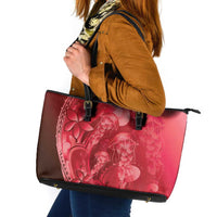 Red Gradient Polynesia Jellyfish Leather Tote Bag Plumeria Polynesian Tattoo Glowing Vibes LT14 Red - Polynesian Pride