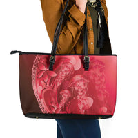 Red Gradient Polynesia Jellyfish Leather Tote Bag Plumeria Polynesian Tattoo Glowing Vibes LT14 - Polynesian Pride