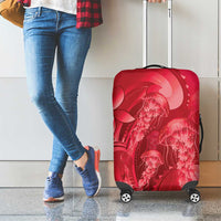 Red Gradient Polynesia Jellyfish Luggage Cover Plumeria Polynesian Tattoo Glowing Vibes LT14 - Polynesian Pride