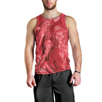 Red Gradient Polynesia Jellyfish Men Tank Top Plumeria Polynesian Tattoo Glowing Vibes LT14 - Polynesian Pride