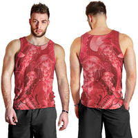 Red Gradient Polynesia Jellyfish Men Tank Top Plumeria Polynesian Tattoo Glowing Vibes LT14 - Polynesian Pride