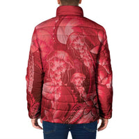 Red Gradient Polynesia Jellyfish Padded Jacket Plumeria Polynesian Tattoo Glowing Vibes LT14 - Polynesian Pride