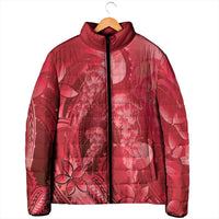 Red Gradient Polynesia Jellyfish Padded Jacket Plumeria Polynesian Tattoo Glowing Vibes LT14 - Polynesian Pride