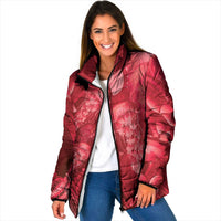 Red Gradient Polynesia Jellyfish Padded Jacket Plumeria Polynesian Tattoo Glowing Vibes LT14 Women Red - Polynesian Pride