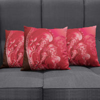 Red Gradient Polynesia Jellyfish Pillow Cover Plumeria Polynesian Tattoo Glowing Vibes LT14 - Polynesian Pride