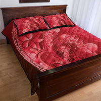 Red Gradient Polynesia Jellyfish Quilt Bed Set Plumeria Polynesian Tattoo Glowing Vibes LT14 - Polynesian Pride