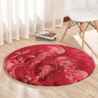 Red Gradient Polynesia Jellyfish Round Carpet Plumeria Polynesian Tattoo Glowing Vibes LT14 - Polynesian Pride