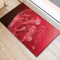 Red Gradient Polynesia Jellyfish Rubber Doormat Plumeria Polynesian Tattoo Glowing Vibes LT14 - Polynesian Pride