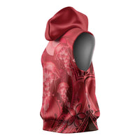 Red Gradient Polynesia Jellyfish Sleeveless Hoodie Plumeria Polynesian Tattoo Glowing Vibes LT14 - Polynesian Pride