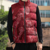 Red Gradient Polynesia Jellyfish Sleeveless Puffer Jacket Plumeria Polynesian Tattoo Glowing Vibes LT14 - Polynesian Pride