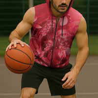 Red Gradient Polynesia Jellyfish Sleeveless Zip Hoodie Plumeria Polynesian Tattoo Glowing Vibes LT14 - Polynesian Pride