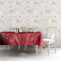 Red Gradient Polynesia Jellyfish Tablecloth Plumeria Polynesian Tattoo Glowing Vibes LT14 - Polynesian Pride