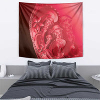 Red Gradient Polynesia Jellyfish Tapestry Plumeria Polynesian Tattoo Glowing Vibes LT14 - Polynesian Pride