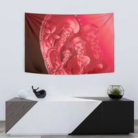 Red Gradient Polynesia Jellyfish Tapestry Plumeria Polynesian Tattoo Glowing Vibes LT14 - Polynesian Pride