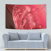 Red Gradient Polynesia Jellyfish Tapestry Plumeria Polynesian Tattoo Glowing Vibes LT14 - Polynesian Pride