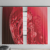 Red Gradient Polynesia Jellyfish Window Curtain Plumeria Polynesian Tattoo Glowing Vibes LT14 With Hooks Red - Polynesian Pride