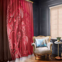 Red Gradient Polynesia Jellyfish Window Curtain Plumeria Polynesian Tattoo Glowing Vibes LT14 - Polynesian Pride
