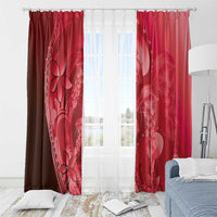 Red Gradient Polynesia Jellyfish Window Curtain Plumeria Polynesian Tattoo Glowing Vibes LT14 - Polynesian Pride
