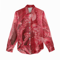 Red Gradient Polynesia Jellyfish Women Casual Shirt Plumeria Polynesian Tattoo Glowing Vibes LT14 - Polynesian Pride
