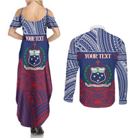 Personalised Samoa Independence Day Couples Matching Summer Maxi Dress and Long Sleeve Button Shirt 64th Anniversary Toa O Samoa LT14 - Polynesian Pride