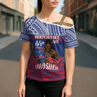 Personalised Samoa Independence Day Cross Shoulder Shirt 64th Anniversary Toa O Samoa LT14 - Polynesian Pride