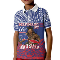 Personalised Samoa Independence Day Kid Polo Shirt 64th Anniversary Toa O Samoa LT14 Kid Blue - Polynesian Pride