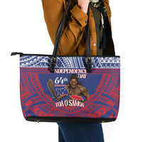 Samoa Independence Day Leather Tote Bag 64th Anniversary Toa O Samoa LT14 - Polynesian Pride