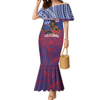 Personalised Samoa Independence Day Mermaid Dress 64th Anniversary Toa O Samoa LT14 Women Blue - Polynesian Pride