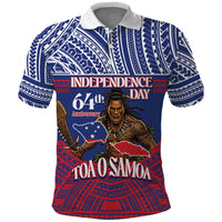 Personalised Samoa Independence Day Polo Shirt 64th Anniversary Toa O Samoa LT14 Blue - Polynesian Pride