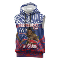 Personalised Samoa Independence Day Sleeveless Hoodie 64th Anniversary Toa O Samoa LT14 Blue - Polynesian Pride
