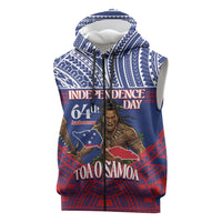 Personalised Samoa Independence Day Sleeveless Zip Hoodie 64th Anniversary Toa O Samoa LT14 Blue - Polynesian Pride
