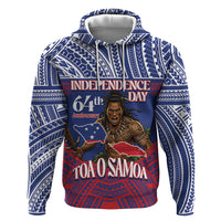 Personalised Samoa Independence Day Zip Hoodie 64th Anniversary Toa O Samoa LT14 Pullover Hoodie Blue - Polynesian Pride