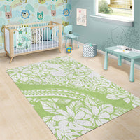 Polynesian Tiare Flower Sage Green Pastel Area Rug LT14 - Polynesian Pride