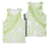 Polynesian Tiare Flower Sage Green Pastel Basketball Jersey LT14 - Polynesian Pride