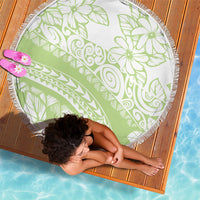 Polynesian Tiare Flower Sage Green Pastel Beach Blanket LT14 - Polynesian Pride