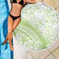 Polynesian Tiare Flower Sage Green Pastel Beach Blanket LT14 - Polynesian Pride