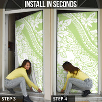 Polynesian Tiare Flower Sage Green Pastel Door Cover LT14 - Polynesian Pride