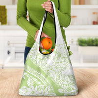 Polynesian Tiare Flower Sage Green Pastel Grocery Bag LT14 - Polynesian Pride