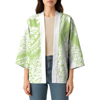 Polynesian Tiare Flower Sage Green Pastel Kimono LT14 - Polynesian Pride