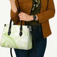 Polynesian Tiare Flower Sage Green Pastel Leather Bag LT14 - Polynesian Pride