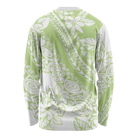 Polynesian Tiare Flower Sage Green Pastel Long Sleeve Shirt LT14 - Polynesian Pride