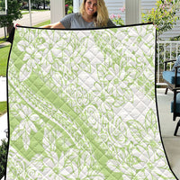 Polynesian Tiare Flower Sage Green Pastel Quilt LT14 Sage Green - Polynesian Pride