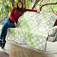 Polynesian Tiare Flower Sage Green Pastel Quilt LT14 - Polynesian Pride