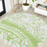 Polynesian Tiare Flower Sage Green Pastel Round Carpet LT14 Sage Green - Polynesian Pride