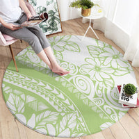Polynesian Tiare Flower Sage Green Pastel Round Carpet LT14 - Polynesian Pride