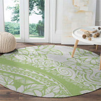 Polynesian Tiare Flower Sage Green Pastel Round Carpet LT14 - Polynesian Pride