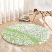 Polynesian Tiare Flower Sage Green Pastel Round Carpet LT14 - Polynesian Pride