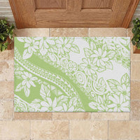 Polynesian Tiare Flower Sage Green Pastel Rubber Doormat LT14 Sage Green - Polynesian Pride