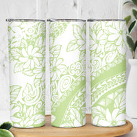 Polynesian Tiare Flower Sage Green Pastel Skinny Tumbler LT14 - Polynesian Pride