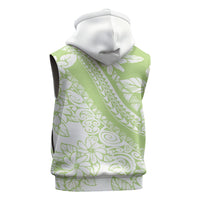 Polynesian Tiare Flower Sage Green Pastel Sleeveless Hoodie LT14 - Polynesian Pride